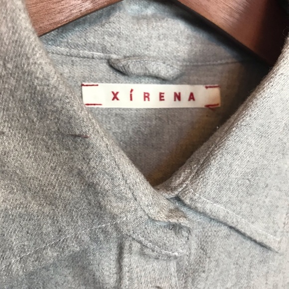 Xirena light gray button down flannel shirt L - Picture 3 of 5